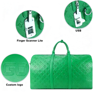 Custom Logo Luxury Style Embossed Leather Travel Bag Waterproof Gym Overnight Duffel Bag - Product Image 4