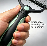 Brosse de toilettage ergonomique professionnelle pour animaux de compagnie, râteau anti-douleur pour sous-panneaux et outil de démêlage avec poignée antidérapante pour chiens et chats