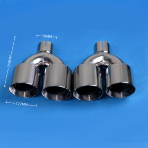 Embout d'échappement de 5 pouces en forme de U, double sortie, coupe inclinée, embout de silencieux en acier inoxydable poli, tuyau d'échappement, réglage des performances - Product Image 2