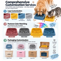Bol de nourrissage lent pour animaux de compagnie en silicone carré écologique sans BPA avec ventouse