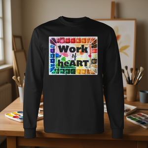 Camiseta de manga larga con diseño artístico de paleta de acuarelas Work Of Heart, diseño artístico, ropa unisex - Product Image 3