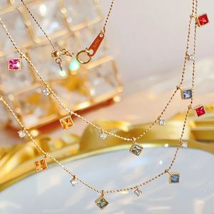 Collier en or jaune 18 carats Xinfly avec saphir 0,75 carat et diamant naturel 0,08 carat, chaîne de bijoux pour usage quotidien, fiançailles, cadeau de mariage - Product Image 1