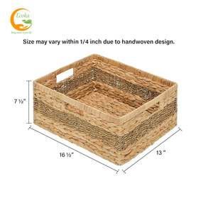 Cesta de Almacenamiento Multifuncional Ecoka, Hecha a Mano, Ecológica, de Jacinto de Agua y Pasto Marino Natural, con Asas, Modelo 03 en Stock - Product Image 2