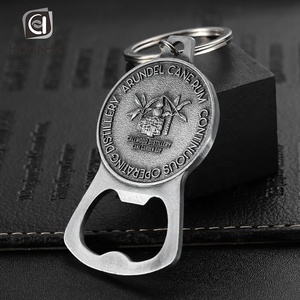 Tùy chỉnh chải bạc kim loại 3D logo dập nổi Keychain bia mở chai cá nhân - Product Image 4