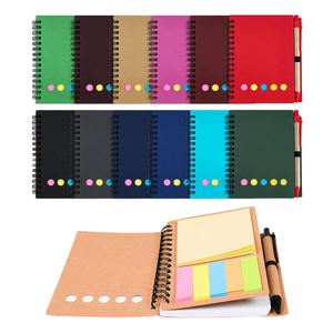 Mini Libreta Espiral Portátil Multifuncional con Cubierta de Papel, Hojas Sueltas, Notas Adhesivas y Bolígrafo, con Logotipo Personalizable - Product Image 1