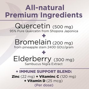 OEM 500mg Quercétine Capsules avec Bromélaïne Sureau Quercétine <span class=keywords><strong>Vitamine</strong></span> <span class=keywords><strong>C</strong></span> <span class=keywords><strong>et</strong></span> <span class=keywords><strong>Zinc</strong></span> <span class=keywords><strong>Vitamine</strong></span> <span class=keywords><strong>D3</strong></span> Supplément Soutien Immunitaire - Product Image 5