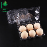 Plateau d'emballage pour œufs pliable OEM grand format à 6 compartiments, écologique, pour œufs de poule, en PET transparent, sûr pour les aliments, conteneur jetable
