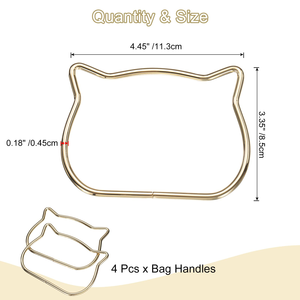 Handbag Metal Handle Grip Accessories with Cat Head Trapezoidal Design and Round Half Pull Ring - Product Image 3