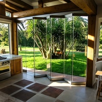 Porte pliante sans cadre en alliage aluminium-magnésium sans rail, fenêtre de balcon pliante panoramique, vitrine de café pliable