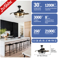 Ventilateur de plafond intelligent 1stshine de 42 pouces avec pales cachées, contrôle facile et éclairage rétractable pour la décoration de la maison