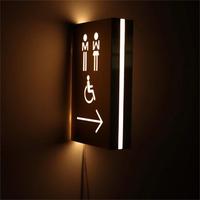 Panneau métallique personnalisé rétroéclairé à LED pour toilettes Panneau suspendu en acier inoxydable pour toilettes avec lumière pour entreprises et hôpitaux