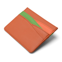 Dompet Kartu Kulit PU Mewah Tipis dengan Kantong Koin Ganda untuk Perjalanan Bisnis Porte Cartes