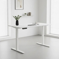 Bureau réglable en hauteur à moteur unique, blanc, électrique, avec pieds inversés à 2 niveaux, ergonomique, pour le travail assis-debout, idéal pour le bureau à domicile