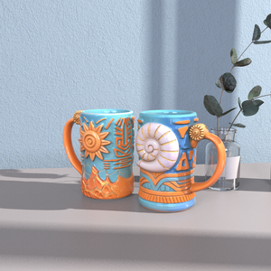 Taza de Cerámica Creativa Polinesia de 20 oz para Cócteles, Café o <span class=keywords><strong>Cerveza</strong></span>, Colorida y Personalizada con Tallado de <span class=keywords><strong>Sol</strong></span> y Océano, Venta al <span class=keywords><strong>por</strong></span> <span class=keywords><strong>Mayor</strong></span> - Product Image 4