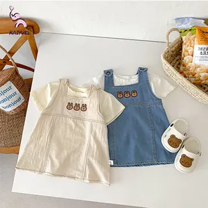 Nuova moda estiva pagliaccetto da bambina vestito da neonato con bretelle in Denim e chiusura con bottone regalo