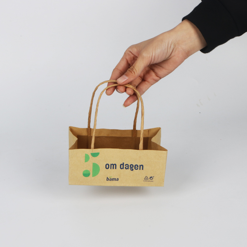 mini paper bag snack french fries recycled bag package brown kraft with twisted handle
