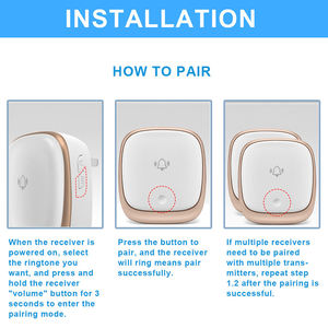 Sonnette <span class=keywords><strong>sans</strong></span> <span class=keywords><strong>fil</strong></span> autonome Daytech avec 38 sonneries, étanche IP44, son 110 dB, portée 300 m pour appartements - Product Image 3