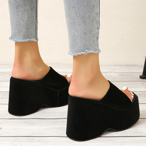 Fashion Thick Heeled Women's Wedge-Shaped Open Toe <b>Slippers</b> Sponge Sole Women's <b>Slippers</b> - Product Image 6