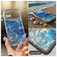 Coque de téléphone magnétique IMD en acrylique transparent à motif coquillage fantaisie pour iPhone 18 Pro 17 Pro, couleur dégradée, antichute
