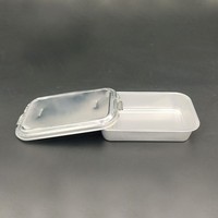 Barquette alimentaire rectangulaire jetable en aluminium avec couvercle, qualité alimentaire, pour repas en avion et plats à emporter