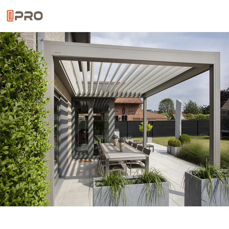 Hoge Kwaliteit Outdoor Afstandsbediening Louvered Dak Tuinhuisje Gebruikt Bogen Arbours Pergolas Aluminium Kits Intrekbare Voor Verkoop