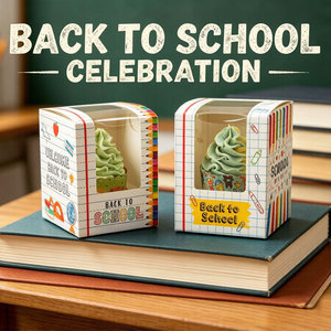 Cajas de Papel <span class=keywords><strong>para</strong></span> Cupcakes con Ventana, Hechas con Materiales Reciclados, <span class=keywords><strong>para</strong></span> Regalos de Fiesta de Regreso a Clases, Contenedores Individuales <span class=keywords><strong>para</strong></span> Cupcakes, Reciclables - Product Image 5