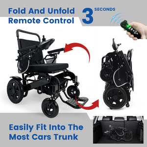 KSM-606P Remote Control New <b>Foldable</b> Electric Wheelchair 350W * 2 Motors Aluminum Lightweight Wheelchairs with Lithium Battery - Product Image 4