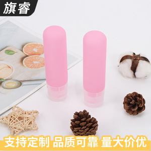 Cylindrical Travel-Sized Silicone <b>Dispensing</b> Bottle For Cosmetics Shower Gel <b>Shampoo</b> Portable Leak Proof Minimalist Design - Product Image 4