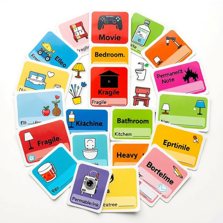 500 Preprinted Color Coded Labels for Moving Boxes With Writable Note ...