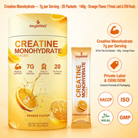 Poudre de créatine monohydrate en sachets individuels, marque privée, pour soutenir l'énergie pendant l'entraînement et la croissance musculaire, complément alimentaire sportif portable