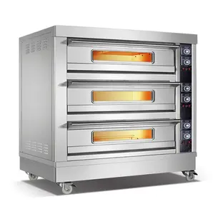 3 deck 6 trays commercial kitchen electric pizza ovens bakery machine equipment baking oven bread cake deck oven