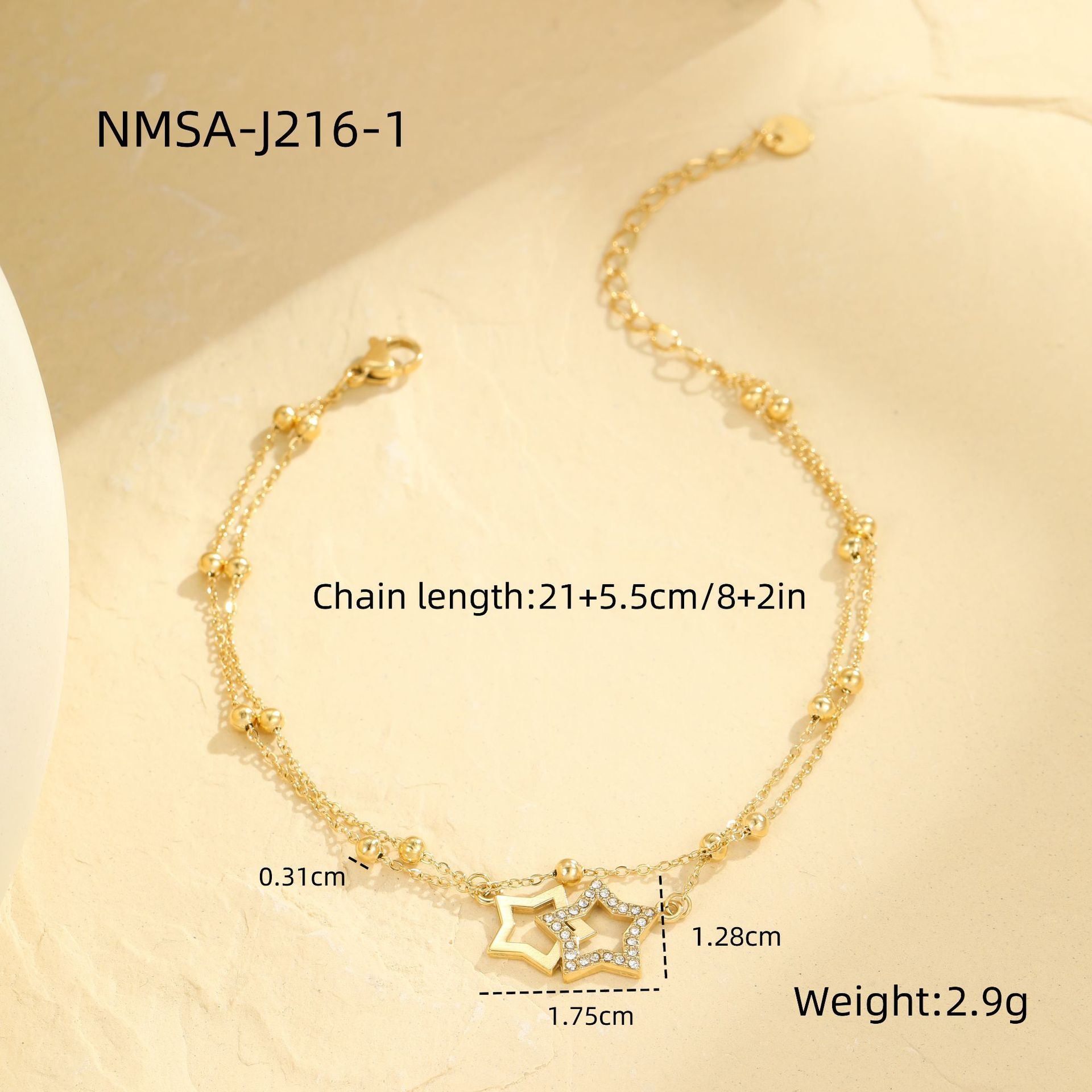 Nmsa-j216-1 five-pointed star anklet
