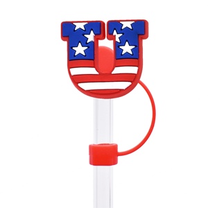 Venta al por mayor: Tapones de silicona para pajitas de la serie US con diseño de dibujos animados, de 10 mm, reutilizables, de goma suave, accesorios para bar. - Product Image 6