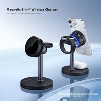 Chargeur sans fil QI 2.2 15W 25W 3-en-1 avec refroidissement et fonctions intelligentes pour téléphone portable, appareil photo, montre connectée, DC PD, logo personnalisable