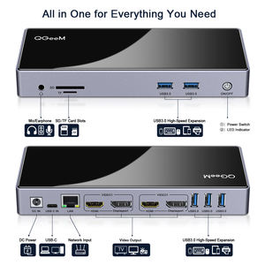 QGeeM 15-IN-1 USB 3,0 Hub Docking Station Quad 5K/ Dual 4K @ 60Hz Pantalla de video HDMI Quad Linux <span class=keywords><strong>OS</strong></span> para <span class=keywords><strong>Macbook</strong></span> <span class=keywords><strong>Pro</strong></span> Xiaomi Laptops - Product Image 3