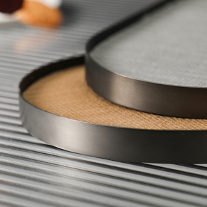 Khay đựng đồ hình oval bằng da phong cách tối giản Bắc Âu Flolenco, khung kim loại, dùng trang trí nhà cửa, khách sạn, đám cưới, màu xám - Product Image 4