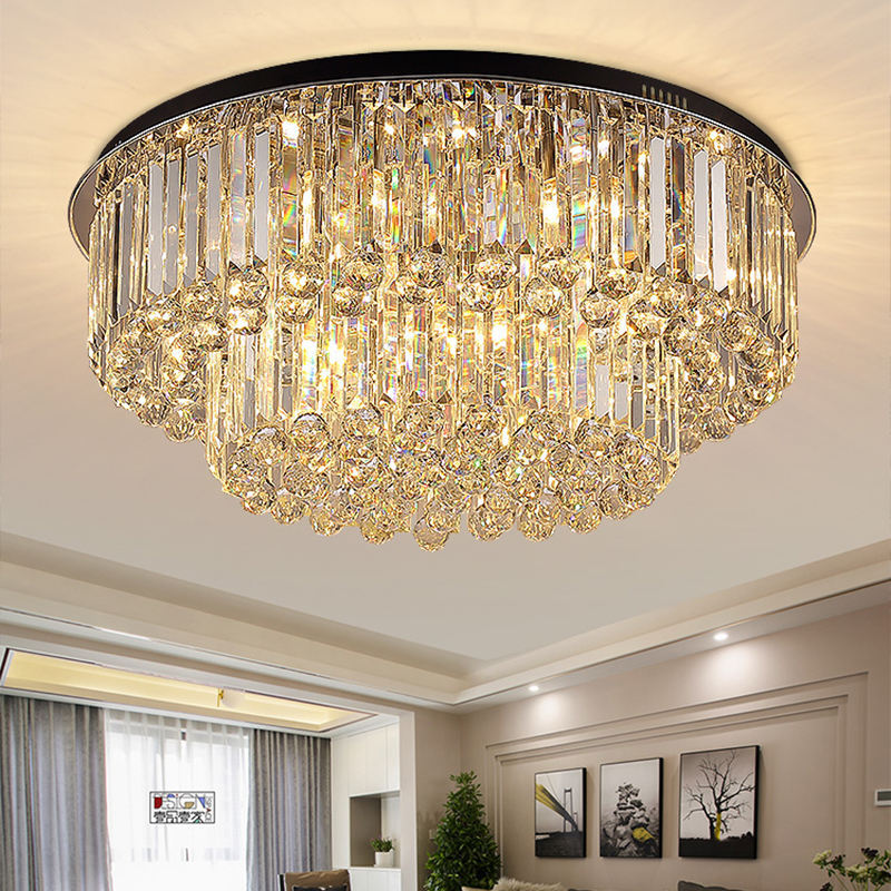Living Room Bedroom Lighting Modern Crystal Led Ceiling Hanging Lamps Black Round Ceiling Lights