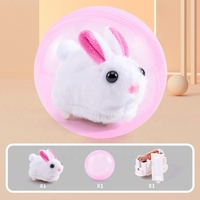 Jouets en peluche de lapin en plastique, modernes, amusants, de dessin animé, durables, avec fonction de détection d'obstacles électrique et balle roulante interactive pour l'entraînement