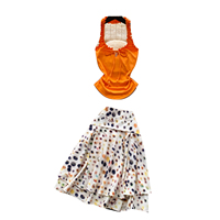 Ensemble de vêtements pour femmes, style vacances d'été, haut à bretelles et jupe à pois, tenue tendance en deux pièces