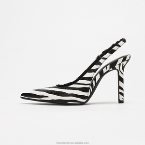 Escarpins à talons hauts imprimé zèbre pour <span class=keywords><strong>femme</strong></span>, à bout pointu et bride arrière, style stiletto, pour soirée, mariage, chaussures de cérémonie, sexy et tendance - Product Image 4