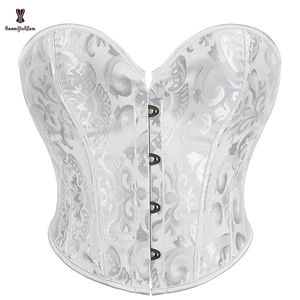 Corsetto Vintage Gotico a Fascia con Lacci, Top Corto in Raso <span class=keywords><strong>Elastico</strong></span> con Stecche, Bustier Taglie Forti 6XL, Tinta Unita da Donna - Product Image 6