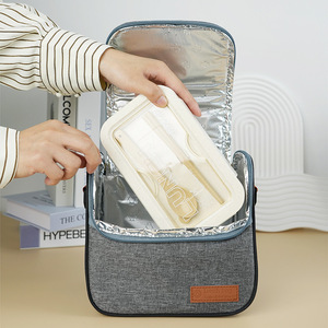 Bolsa de almuerzo aislada, bolsa Bento cuadrada impermeable de gran capacidad para ir al trabajo - Product Image 4