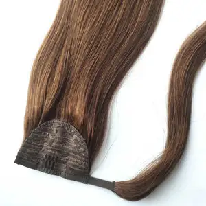 Wholesale Price Natural Color Hairpiece Wrap Around Remy Hair Extensions Long Straight Ponytail Human Hair