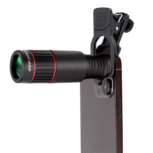 32X Telephoto Phone Lens Zoom Mobile Phone Camera Attachment High Definition Optical Monocular Telescope Outdoors Black Rubber