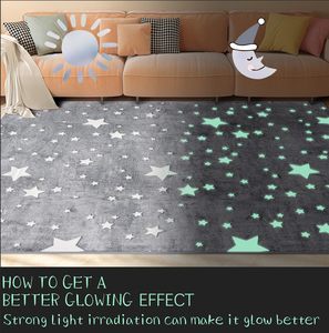 Alfombra grande que brilla <span class=keywords><strong>en</strong></span> la oscuridad con estrellas grandes para niños, dormitorio infantil, habitación de bebé y sala de estar, tamaño 5'x6' - Product Image 3