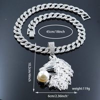 Grand pendentif cheval glacé, chaîne cubaine hip-hop pour femmes et hommes