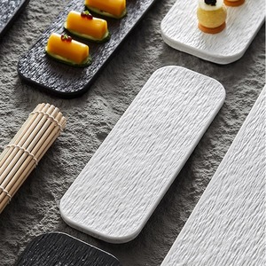Plato Rectangular de grano de roca para <span class=keywords><strong>Sushi</strong></span> y Sashimi, plato de cerámica para el hogar, postre Dim Sum para hoteles, restaurantes, vajilla plana - Product Image 3