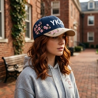 Casquette de baseball en coton à 6 panneaux avec broderie 3D personnalisée, couleur contrastée, boucle argentée - Unisexe, streetwear, casquette de papa