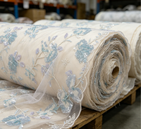Tissu en organza français brodé multicolore élégant de haute qualité avec perles et paillettes faites à la main, poids moyen, pour mariage et fête