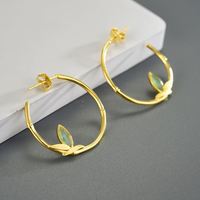 Lotus Fun Pure 925 Sterling Silver Natural Aventurine Round Circle Hoop Boucles d'oreilles Fine Jewelry pour les femmes pour les mariages